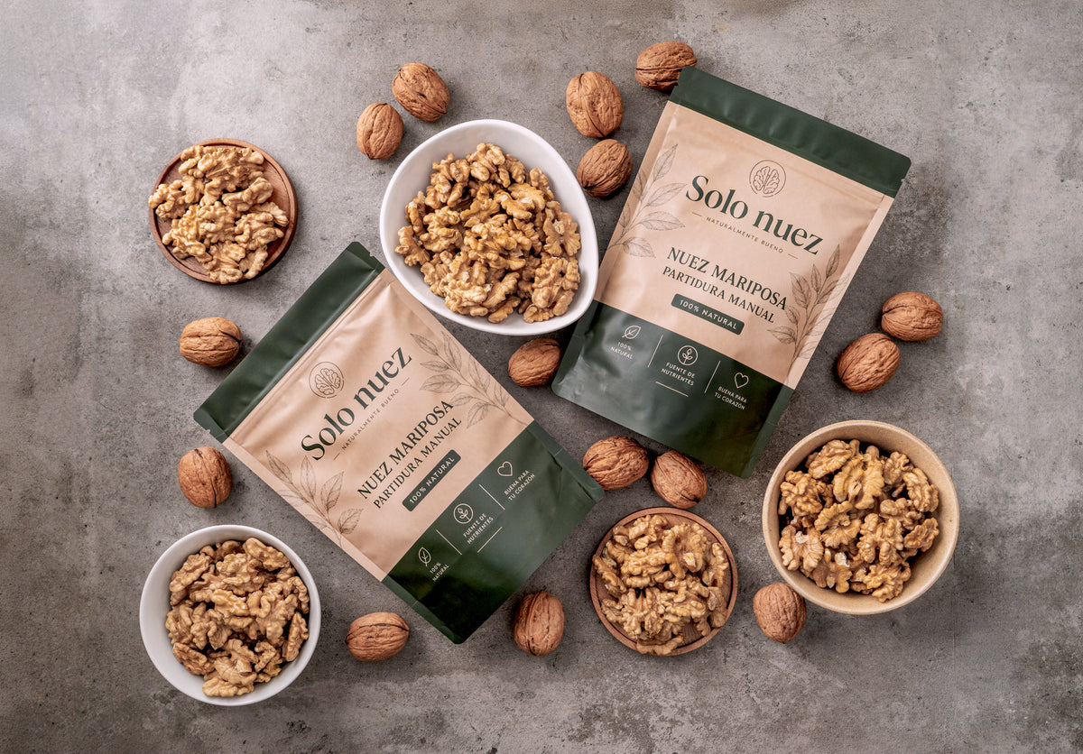 envases doypack de nueces naturales con y sin cascara color light / extra light | Solo Nuez| Nueces naturales Chile